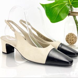 Vintage Italian Dress Pump Two Tone Square Toe